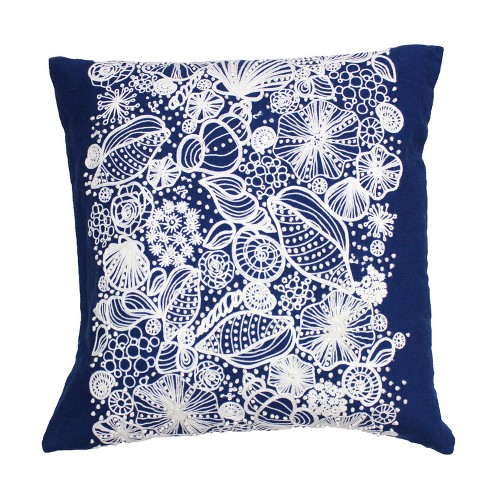 Beachcombers Blue Shell Embroidered Throw Pillow : Target