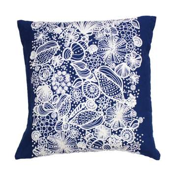 Beachcombers Blue Shell Embroidered Throw Pillow