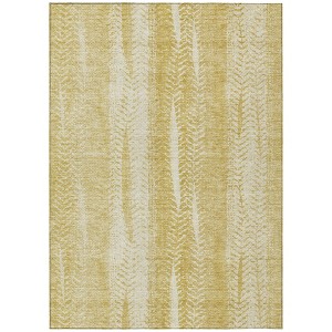 Gold Wheat And Ivory Botanical Leaves Washable Indoor Outdoor Area Rug - 1 of 4