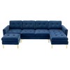 110" Velvet L-Shaped Convertible Sectional Sofa with Ottoman - 4 of 4