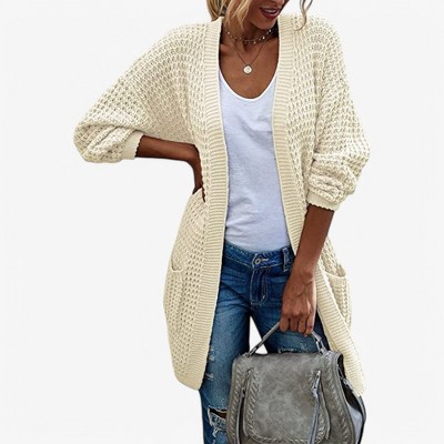 Anna-Kaci Women's Open Front Chunky Knit Cardigan with Pockets
