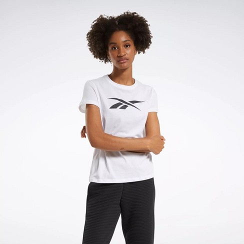 Reebok Training Essentials Graphic Tee Womens Athletic T-Shirts X Small  Black / White