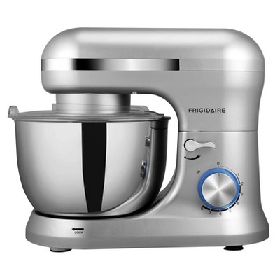 Frigidaire ESTM020-SILVER 4.5L 8 Speed Electric Countertop Standalone Food Mixer with Bowl, Hook, Beater, and Whisk Attachment Accessories, Silver