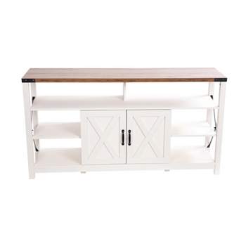 Flash Furniture Wyatt 60" Modern Farmhouse Tall TV Console Cabinet with Storage Cabinets and Shelves for TV's up to 60"
