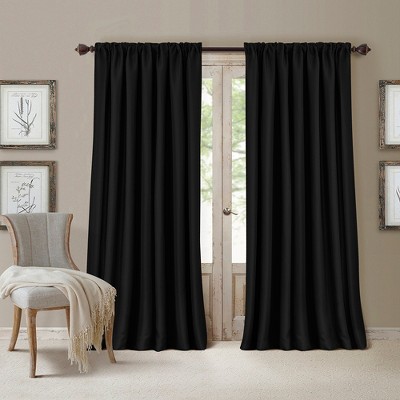 All Seasons Single Blackout Window Curtain Panel - 52 x 108 - Black -  Elrene Home Fashions