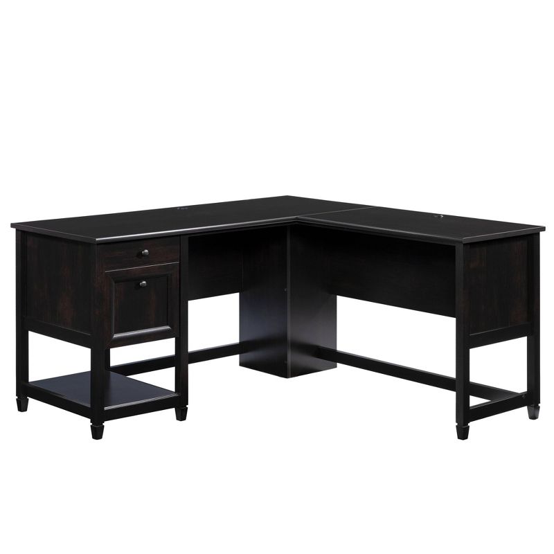 Edge Water2 Drawer L Shaped Desk Estate Black - Sauder: Office Furniture, Storage, Cord Management, 1 of 5