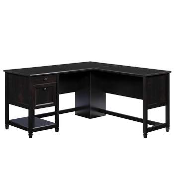 Edge Water2 Drawer L Shaped Desk Estate Black - Sauder: Office Furniture, Storage, Cord Management