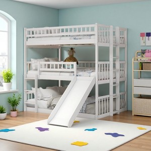 Merax 3-Tier Full Triple Bunk Bed with Dual Ladders - 1 of 4