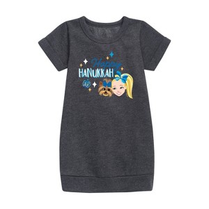 - JoJo Siwa - Happy Hanukkah Graphic Short Sleeve Fleece Dress - 1 of 2