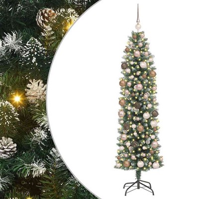vidaXL Artificial Slim Christmas Tree with 300 LEDs Green 70.9