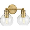 Progress Lighting Hansford 2-Light Bath Light Vintage Brass with Clear Globe Glass Shade - 4 of 4
