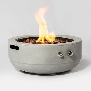 Gulches 24" Round Propane Fire Pit Bowl - 50,000 BTU Grey Steel, ETL Certified, Electronic Ignition, Adjustable Flame, Lid (Converts to Side Table) - 1 of 4
