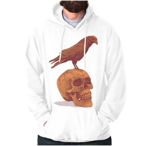 Gothic Crow Raven Sitting on Skull Hoodie Sweatshirt Women Men Brisco Brands - 1 of 4