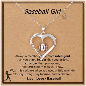 Athletic Jewelry Necklace 4 Sport Balls 16-19 Inch Adjustable Chain Silver Necklace-Baseball - 1 of 4