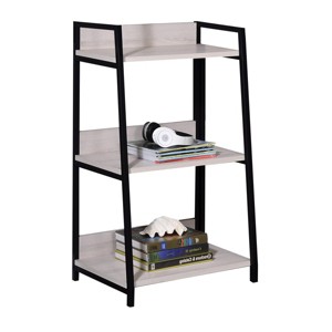INFURNIC Decorative Bookshelf Industrial 3 Tier Ladder Design Storage Shelf with Sturdy Metal Frame, Beige, 24.5"*16.5"*37.5" - 1 of 4