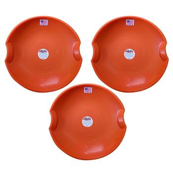 Paricon 626-O Flexible Flyer Round Flying Saucer Disc Racer Polyethylene Snow Sled Toboggan, for Ages 4 and Up, 26 Inch Diameter, Orange (3 Pack)