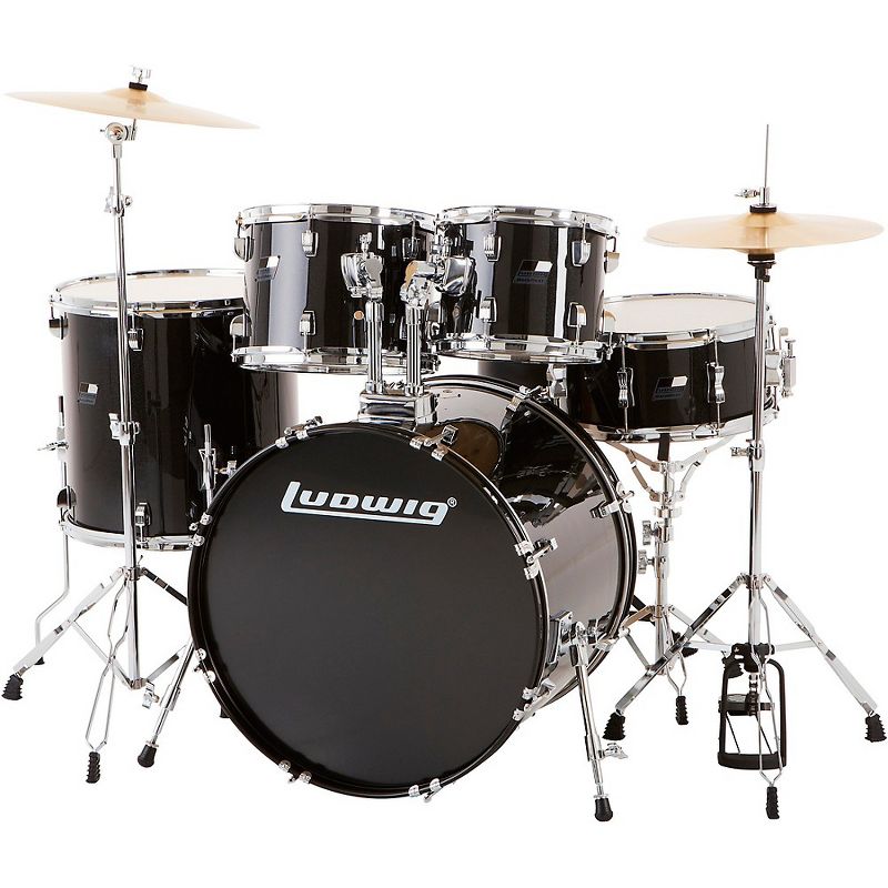 Ludwig BackBeat Complete 5-Piece Drum Set With Hardware and Cymbals Black Sparkle, 3 of 6