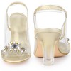 Perphy Women's Peep Toe Flower Rhinestone Slingback Clear Chunky Heels Sandals - 2 of 4