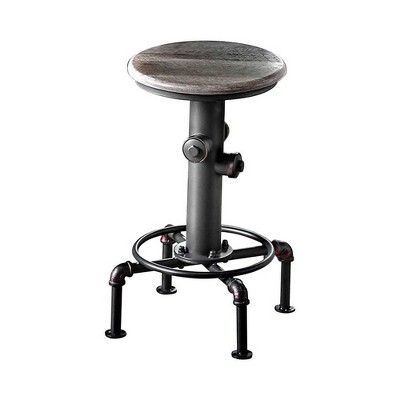 Set of 2 Industrial Hydrant Barstools Black - Benzara