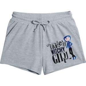Coraline Twitchy Witchy Girl Women’s Gray Heather Lounge Shorts - 1 of 2