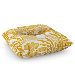 evamatise Surreal Jungle in Bright Yellow Square Floor Pillow - Deny Desings - 1 of 2