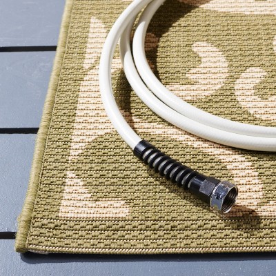 Olive and Natural Rectangular Stain-Resistant Indoor/Outdoor Rug