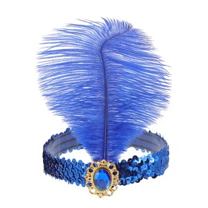 Unique Bargains Women's Feather Faux Diamond Sequins Headband 1 Pc - 1 of 4