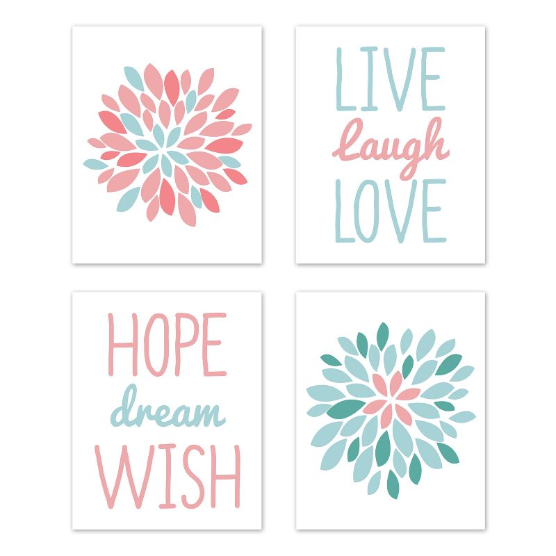 Sweet Jojo Designs Girl Unframed Wall Art Prints for Décor Emma Blue and Pink 4pc, 1 of 6