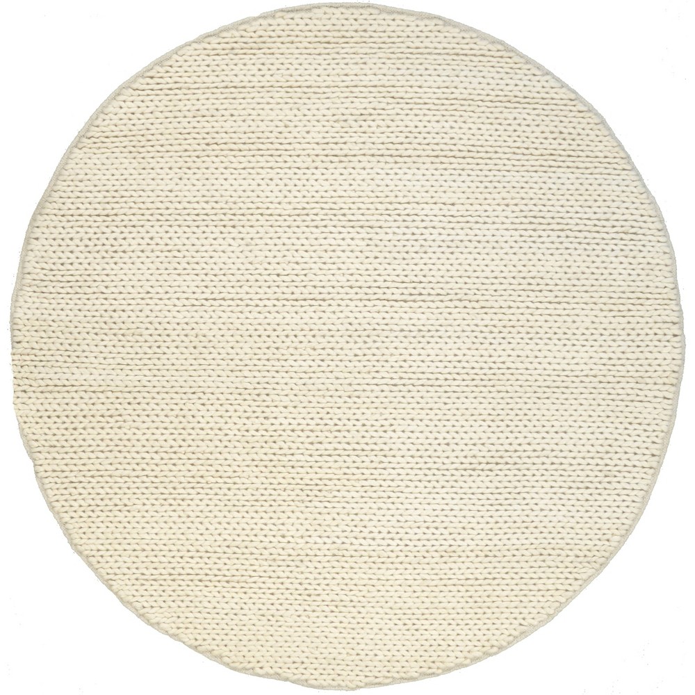 4' Round Hand Woven Chunky Woolen Cable Area Rug Off White - nuLOOM
