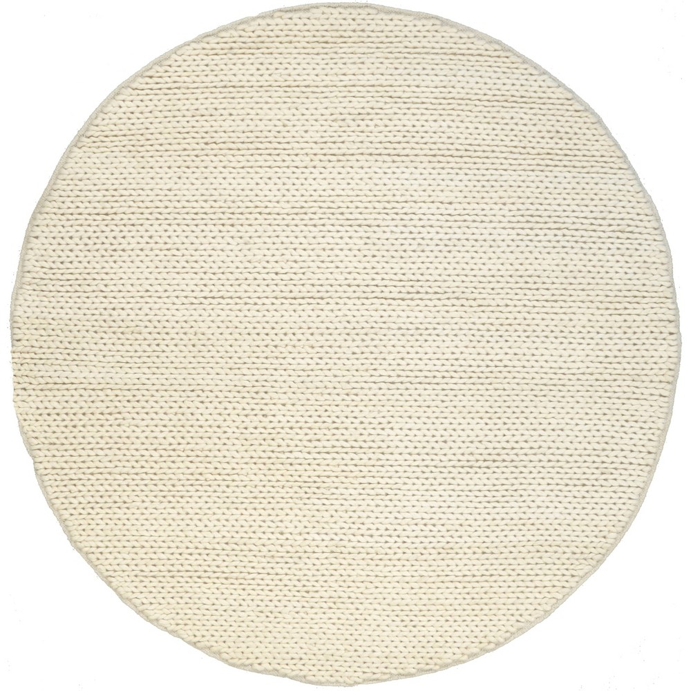 8' Round Hand Woven Chunky Woolen Cable Area Rug Off White - nuLOOM