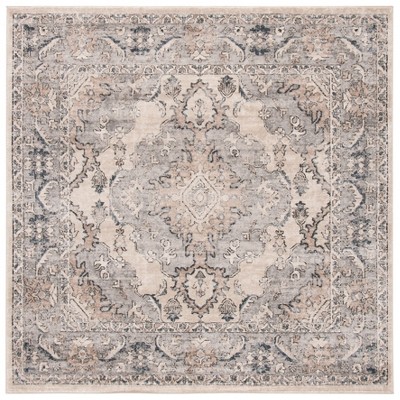 Handmade Gray Square Wool and Synthetic Rug, 6'7" x 6'7"