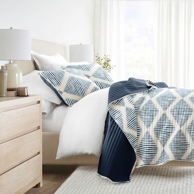 Geometric and Floral Modern Reversible Quilt and Shams Set - Becky Cameron