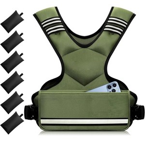 Attop Adjustable Weighted Vest 4-10lb/12-18lb/20-32lb Unisex with 6 Weights & Large Pocket for Home Workout Running Walking Strength Training, Green - 1 of 4