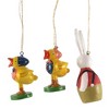 Cody Foster 3.5 Inch Wooden Rabbit & Chicks Set/3 Springtime Easter Tree Ornaments - 3 of 3