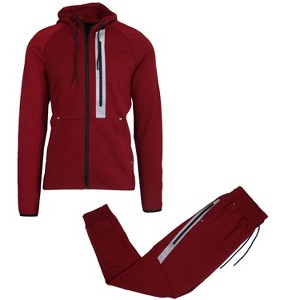 Galaxy R.P. Collection Men's Modern Fit  Full Zip Tech Fleece Hoodie and Jogger 2-Piece Set with Reflective Trim Design - 1 of 1
