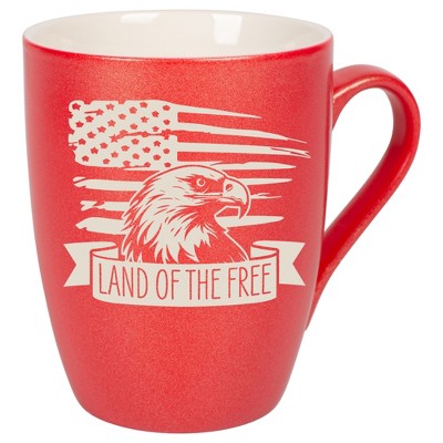 100 North United States of America 10 Ounce Crimson Red Metallic Finish, Comfortably Fits Your Hands, New Bone China Coffee Tea Cup Mug, Land Of The