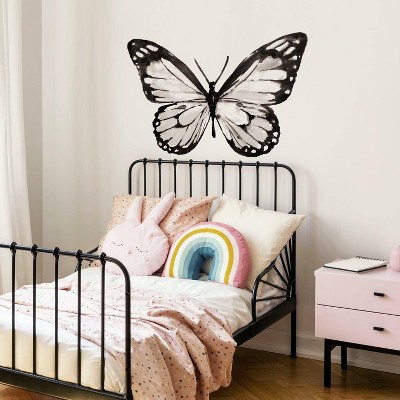 Black and White Watercolor Butterfly Peel and Stick Wall Decal