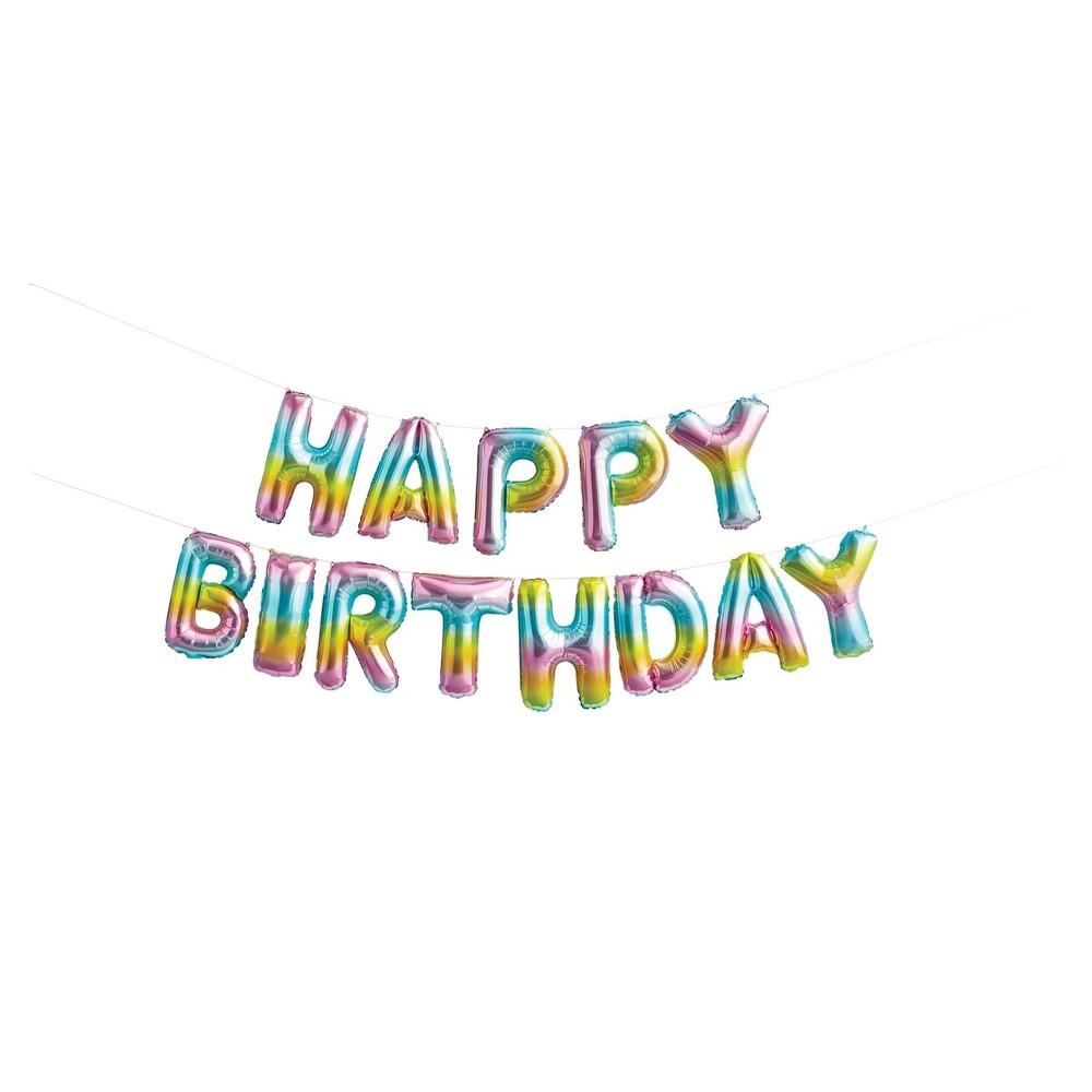 Photos - Other Jewellery 16ct Happy Birthday Pastel Rainbow Balloons - Spritz™