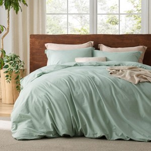 100% Washed Cotton Duvet Cover Minimalist Cotton Duvet Cover for All Seasons GentleSoft™ Plain Simple Bedding Set - 1 of 4
