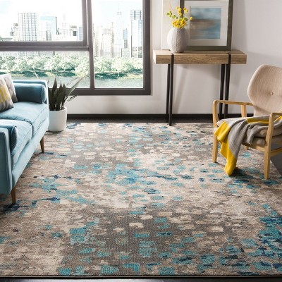 Boho-Chic Gray Geometric Synthetic 10' x 14' Area Rug