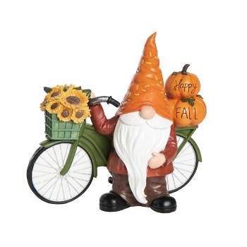 Transpac Resin 13.75 in. Multicolored Harvest Gnome Bicycle Decor