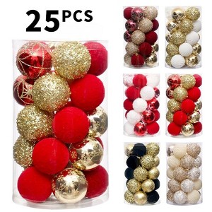 25PCS 6cm Christmas Balls - Gold Christmas Balls, Flocked Christmas Balls, Shaped Flocked Balls, Glitter Christmas Balls, Painted Christmas Balls - 1 of 4