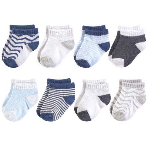 Luvable Friends Baby Boy Fun Essential Socks, Gray Blue Chevron, 6-12 ...