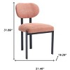 HomeRoots Set of Two Salmon and Black Chenille And Metal Partially Open Back Dining Side Chairs - 3 of 4