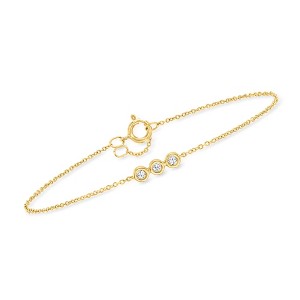 Ross-Simons 0.10 ct. t.w. Bezel-Set Diamond Trio Bracelet in 10kt Yellow Gold - 1 of 3
