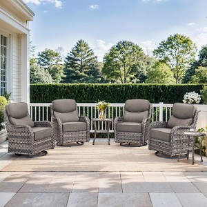 Gymojoy Outdoor Patio Swivel Chairs Glider Chair Set with 6" Thick Cushions All Weather Glider Chairs and Side Table for Garden - 1 of 4