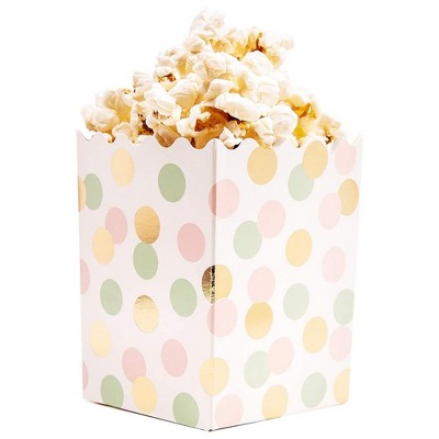 60-Pack Mini 3X4 Popcorn Party Favor Boxes - Candy Snack Containers for Baby Shower, Birthday, and Wedding Parties, Gold Foil and Pastel