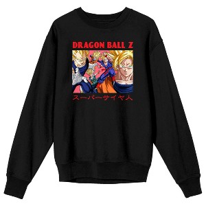 Dragon Ball Z Super Saiyan Characters Adult Black Crew Neck Long Sleeve Sweatshirt - 1 of 4