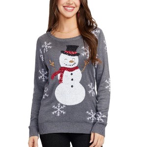 Tipsy Elves Women's Sequined Snow Day Sweater - Holiday Festive Sweater - 1 of 4