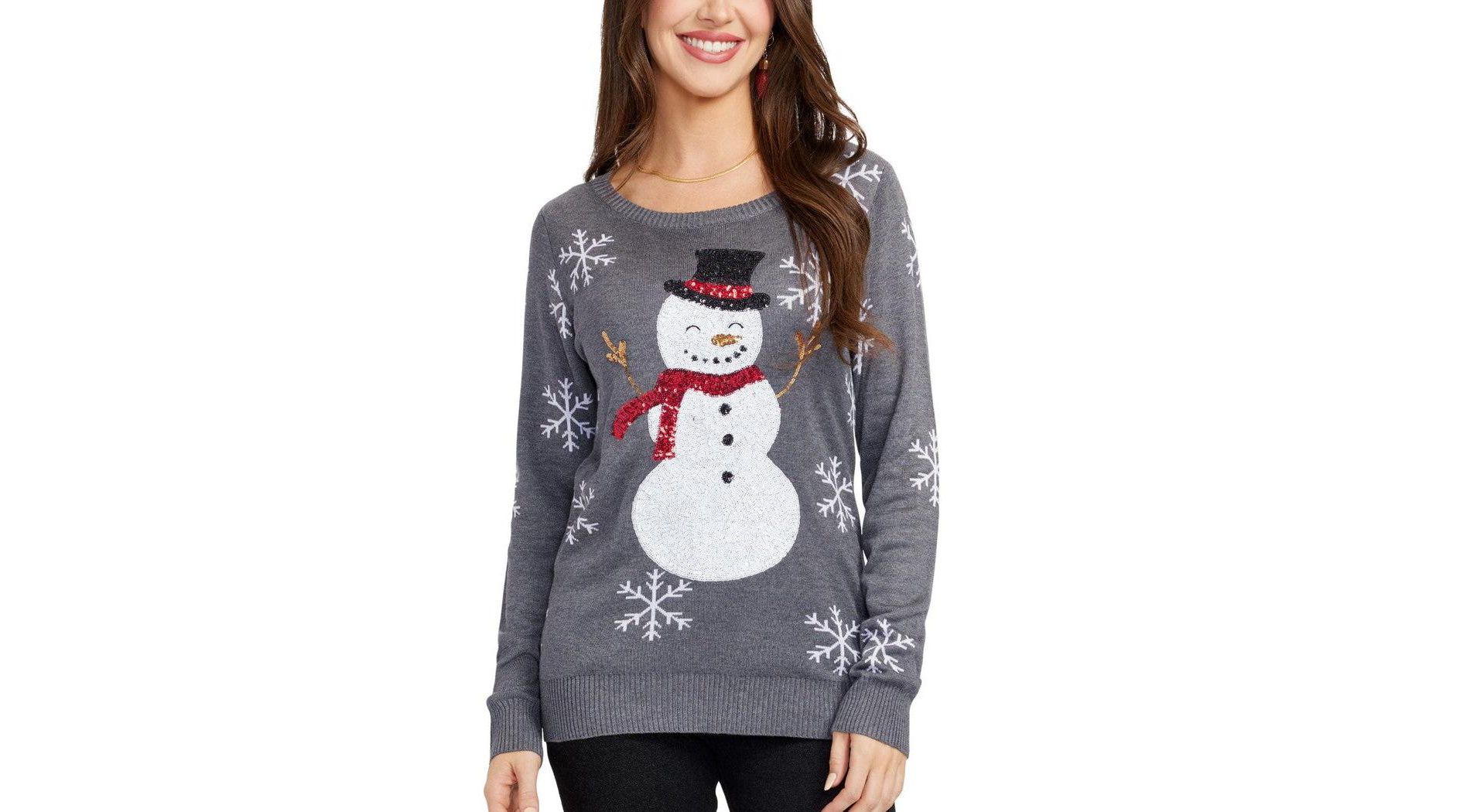 Tipsy Elves Women's Sequined Snow Day Sweater - Holiday Festive Sweater